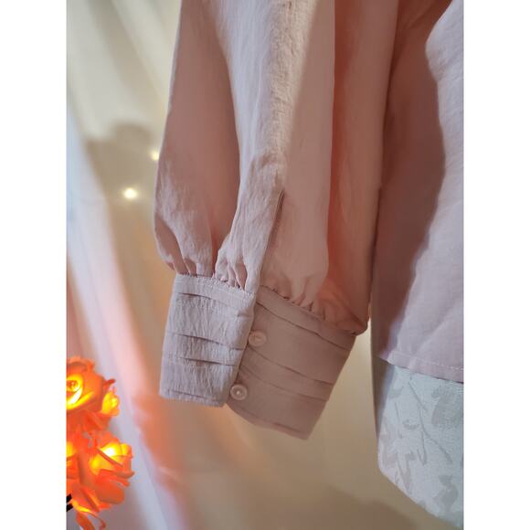 Express NWT Modal Balloon Puff Sleeve Pink Blouse Womens Size S Keyhole Neck - Picture 6 of 11